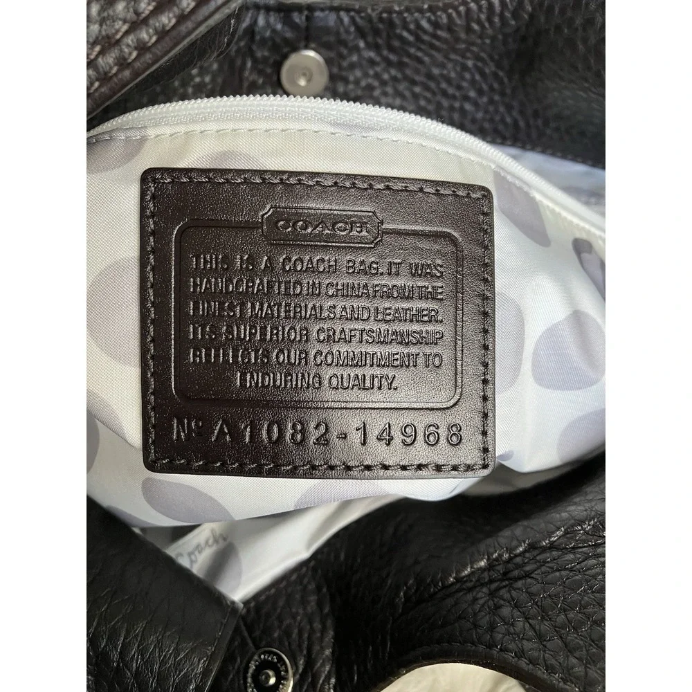 Coach Julia Pebbled Leather Hobo 14968 Dark Brown Looks Black In Low Light